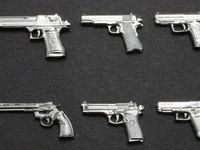 1/12 リアリスティック ウエポン「ハンドガン(6種)」シルバーコーティングver. 発売決定の画像