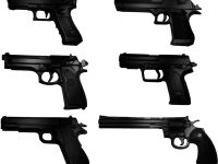 【1/12可動フィギュア用に】1/12 リアリスティックウエポンシリーズ「リアリスティックハンドガン(6種各2丁入り)ガンメタリックコーティングVer.」プラモデル 予約開始の画像